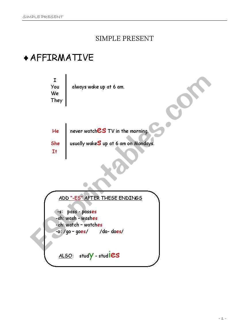 Simple Present worksheet