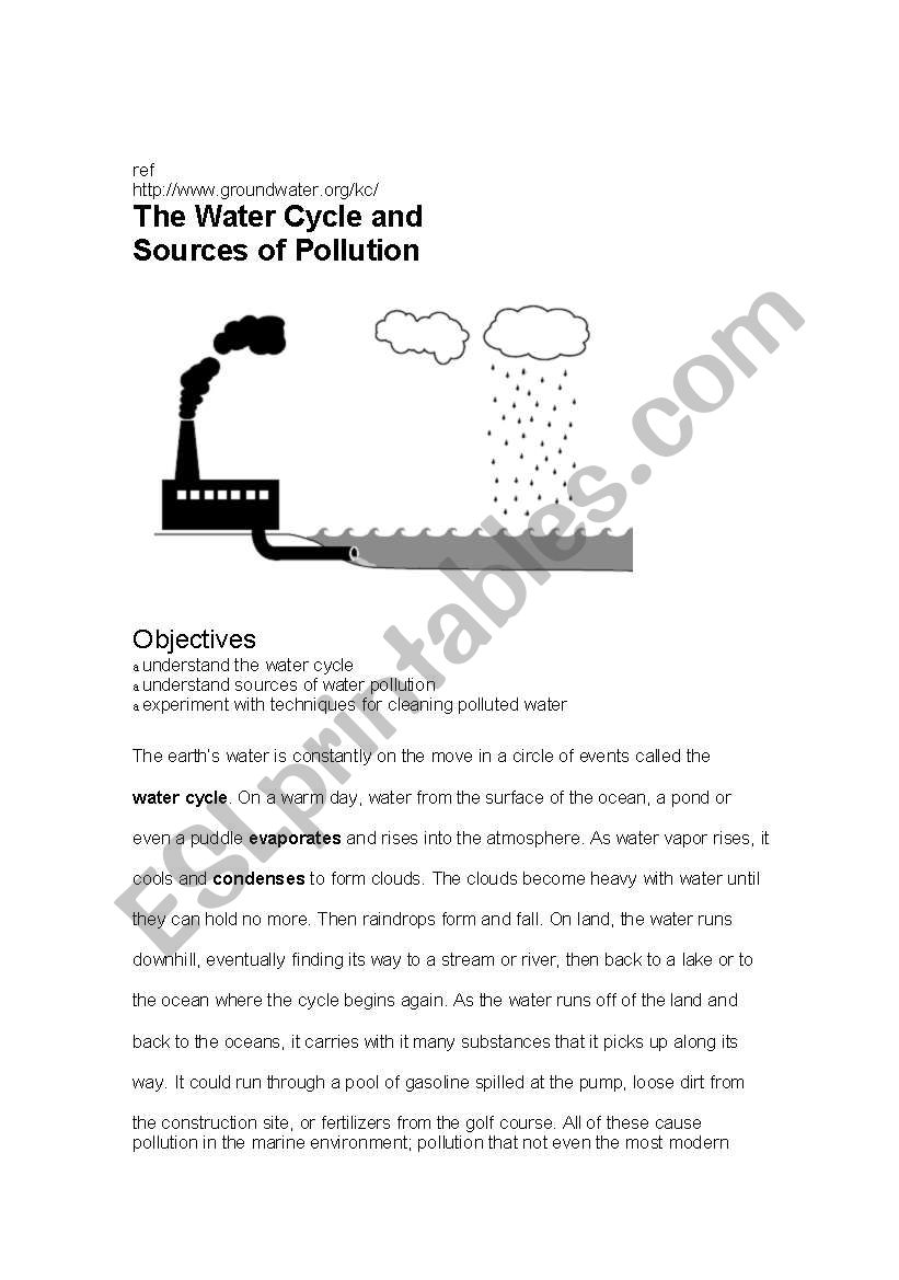 water cycle worksheet