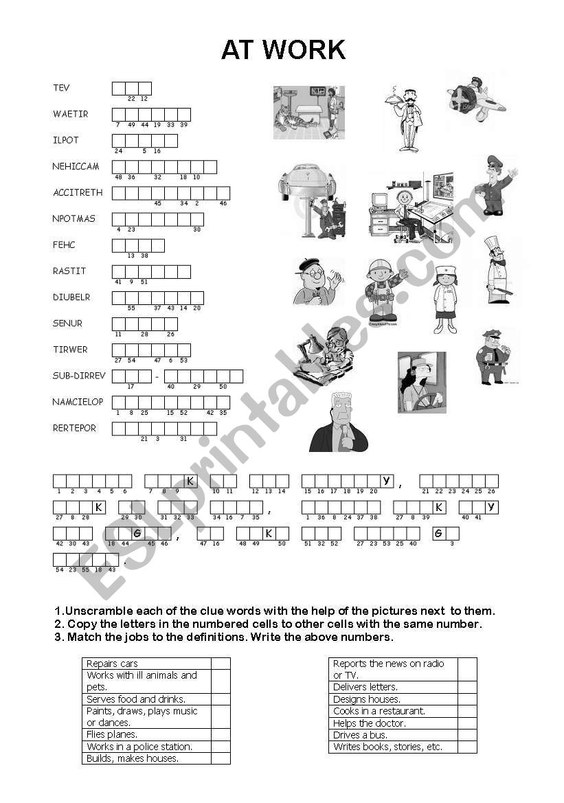 JOBS Professions worksheet