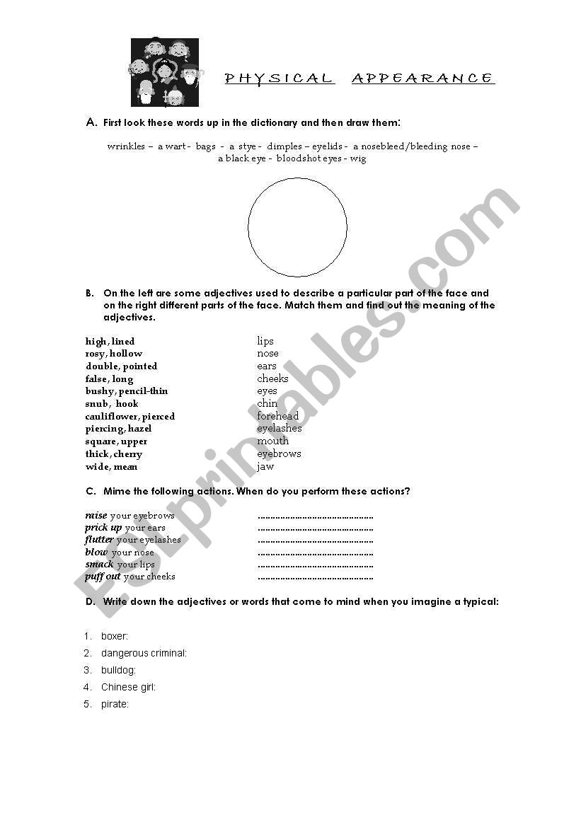 Descriptions worksheet