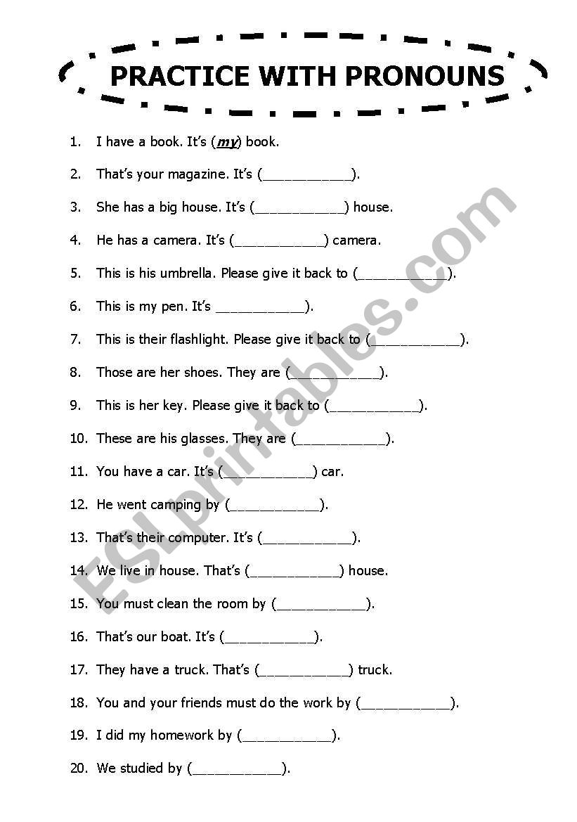 PRACTICE WITH PRONOUNS worksheet