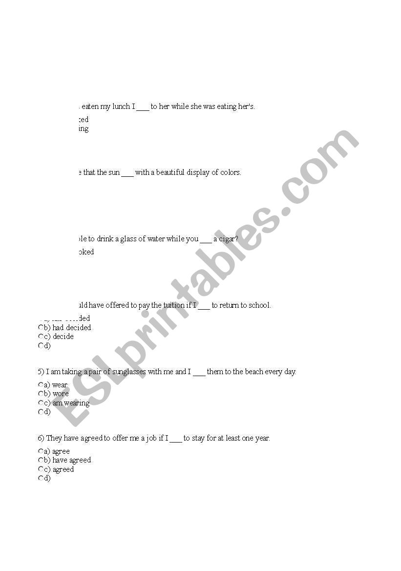 english test number 1 worksheet