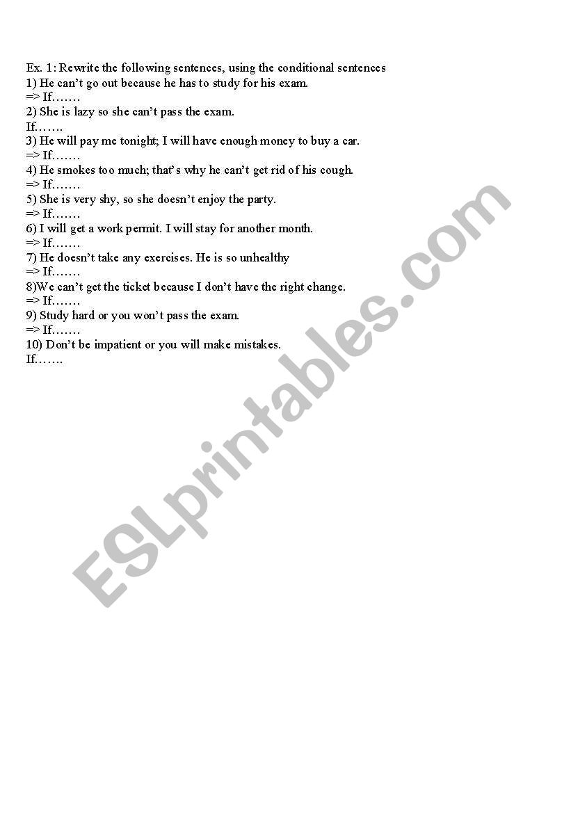 conditional sentences worksheet