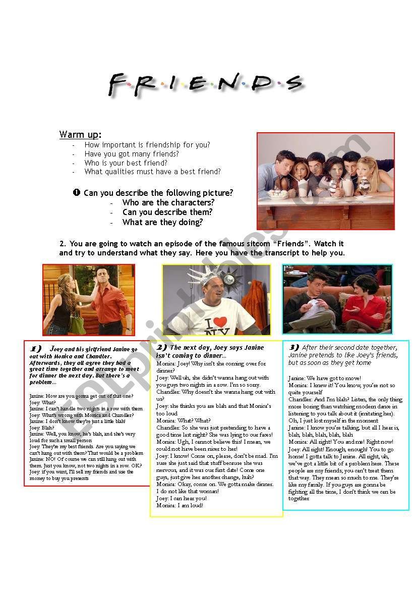 FRIENDS; FRIENDSHIP worksheet