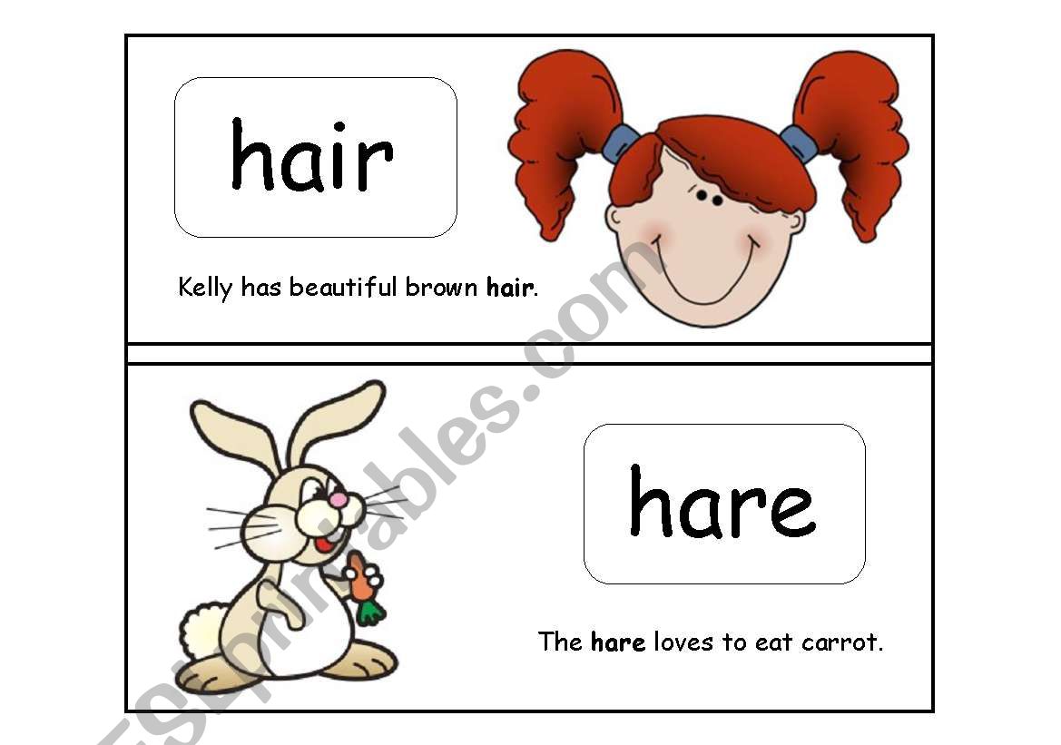 Homonyms flashcards worksheet