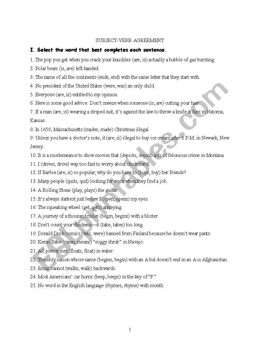 test worksheet