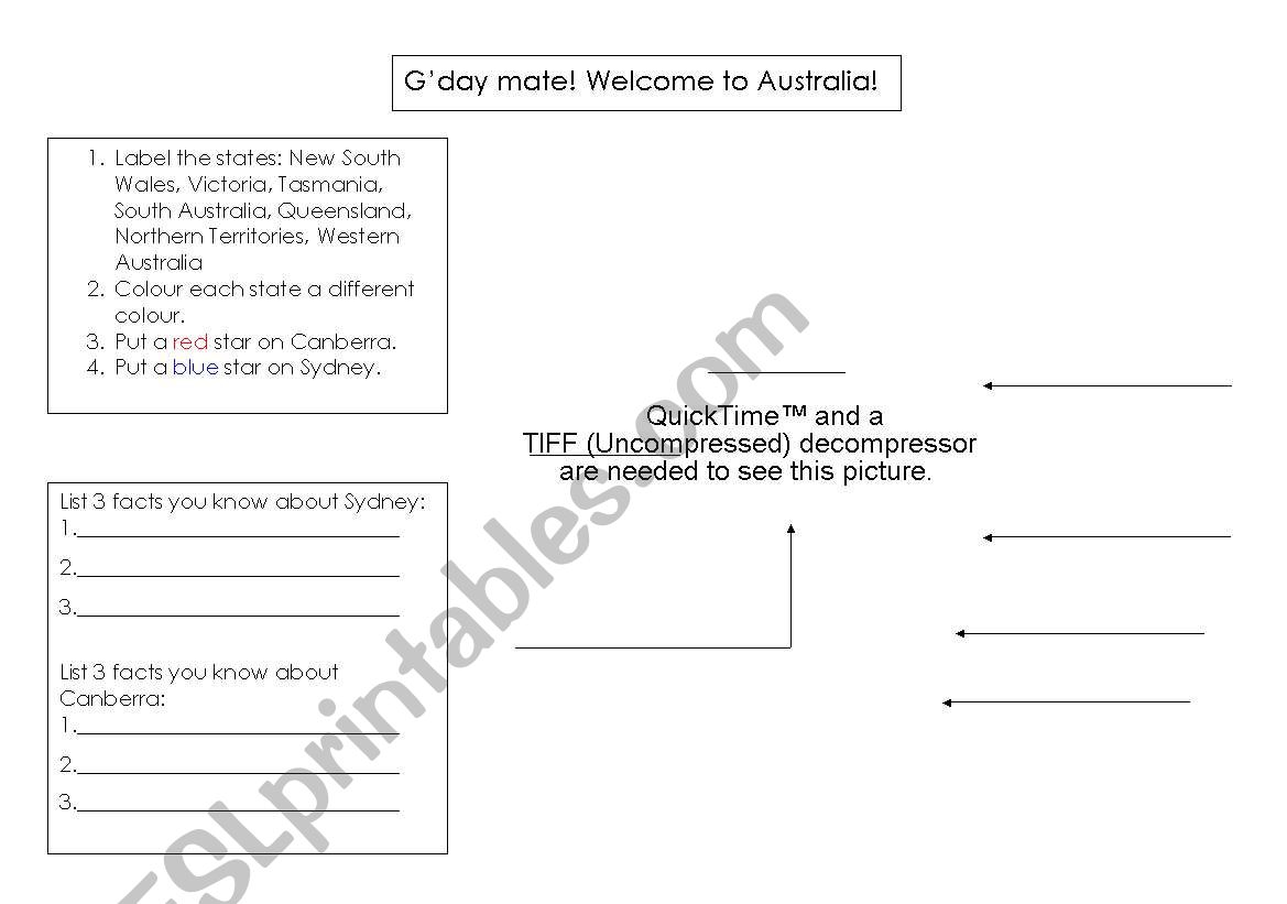 Basic Australian Geography worksheet