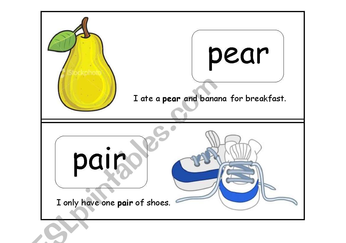 Homonyms flashcards worksheet