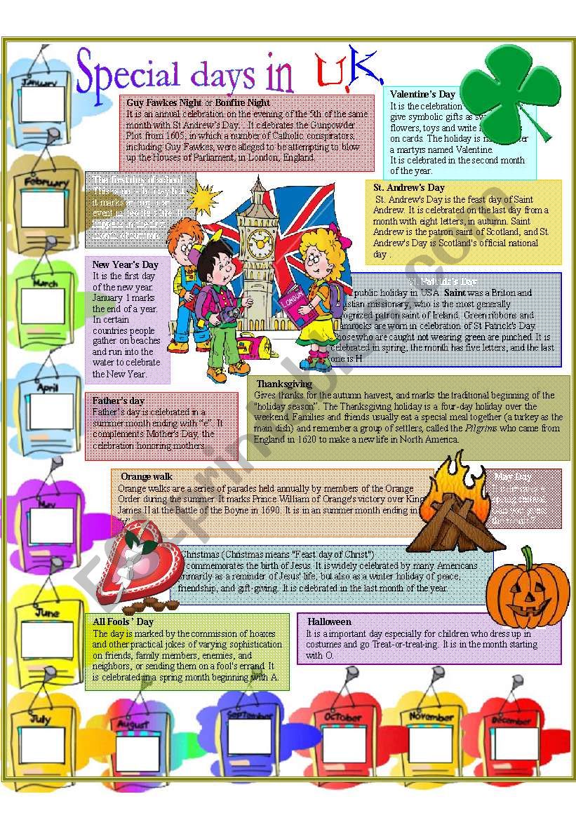 Special  days in UK worksheet