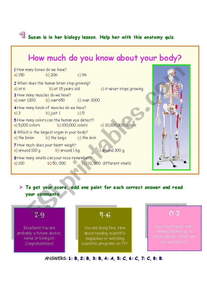 BODY QUIZ worksheet