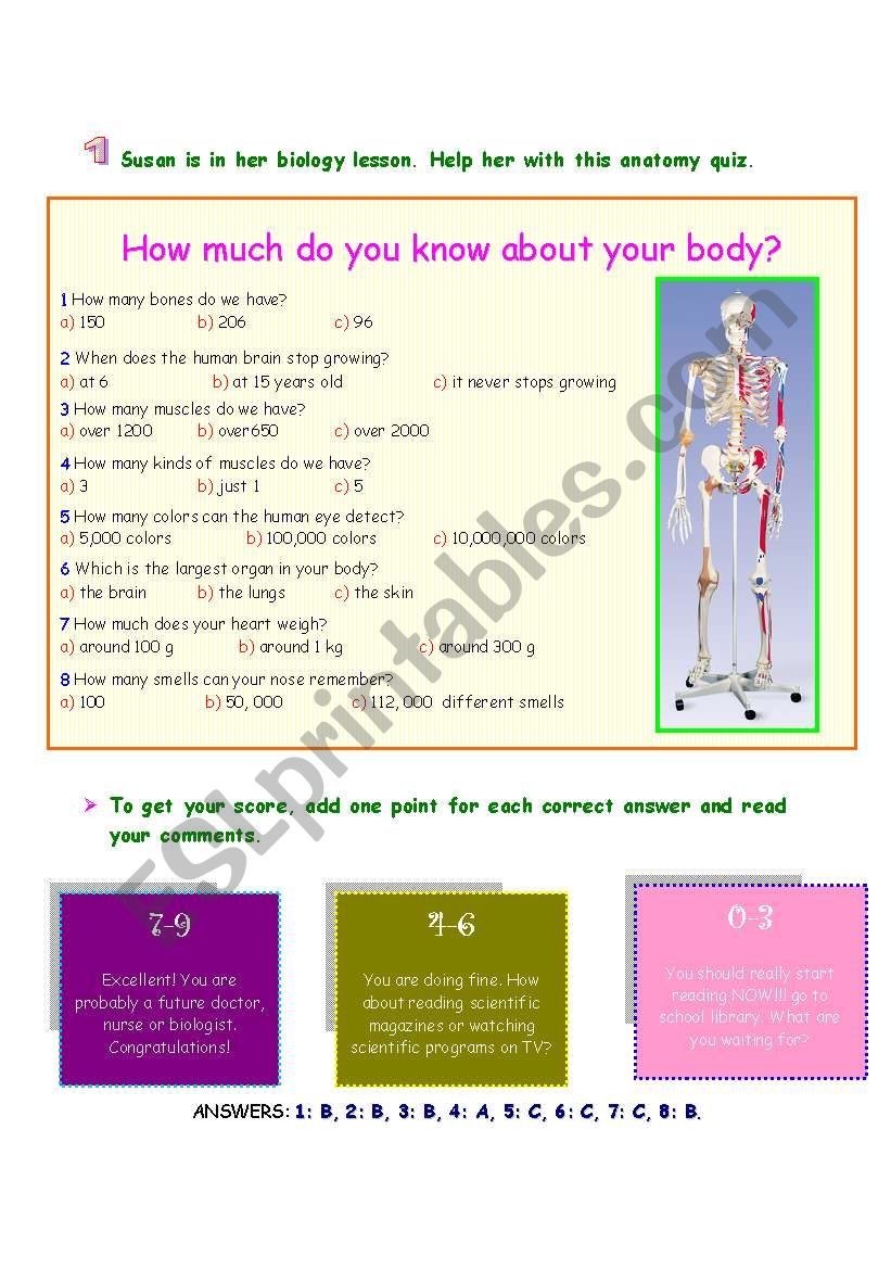 BODY QUIZ worksheet