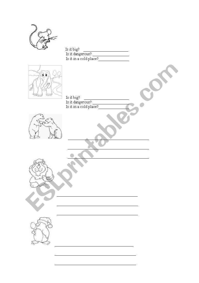 animals practice worksheet