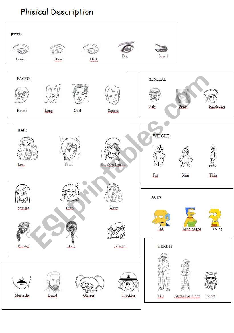 People Description worksheet