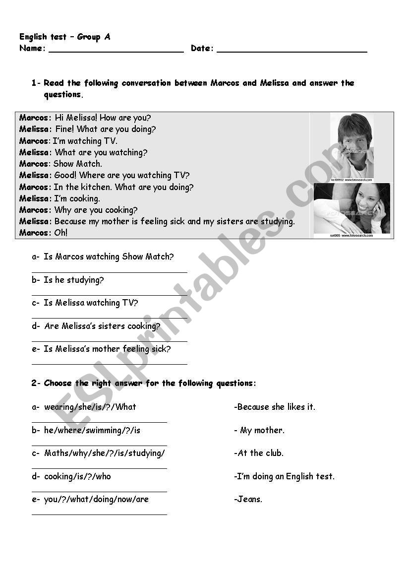 English test - Present continuous