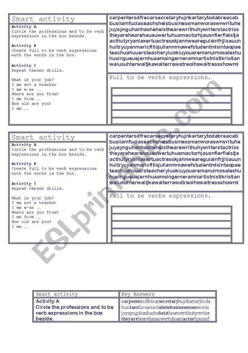 guessing the professions worksheet