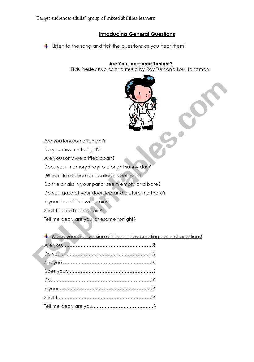 Introducing general questions worksheet