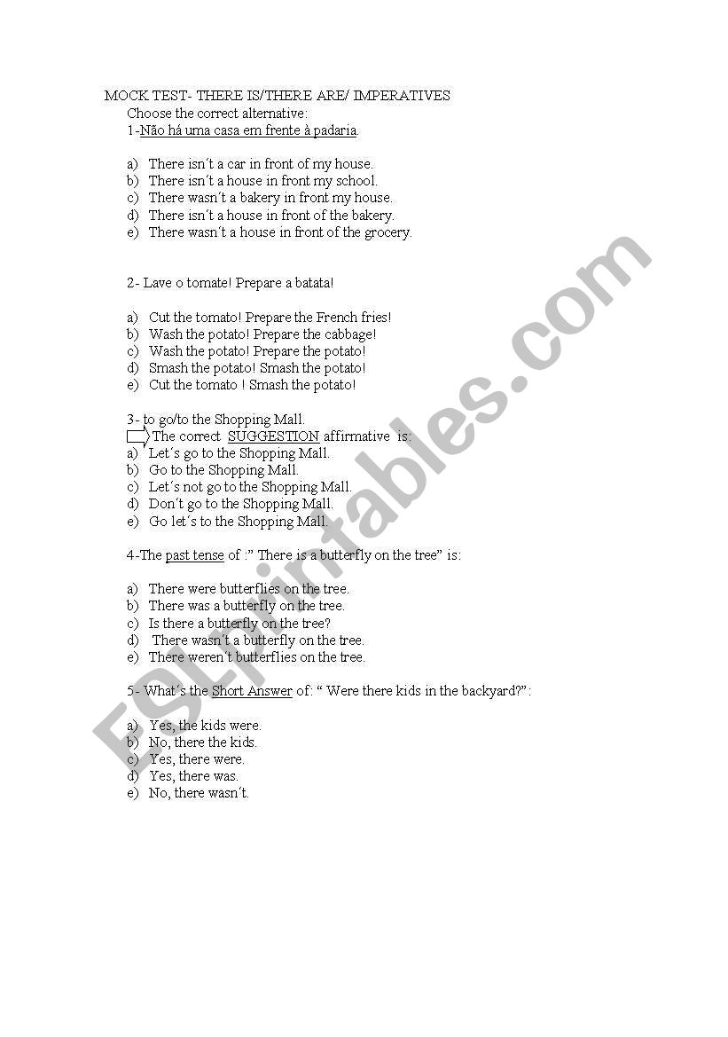 QUIZ ON THERE IS/ARE_IMPERATIVES