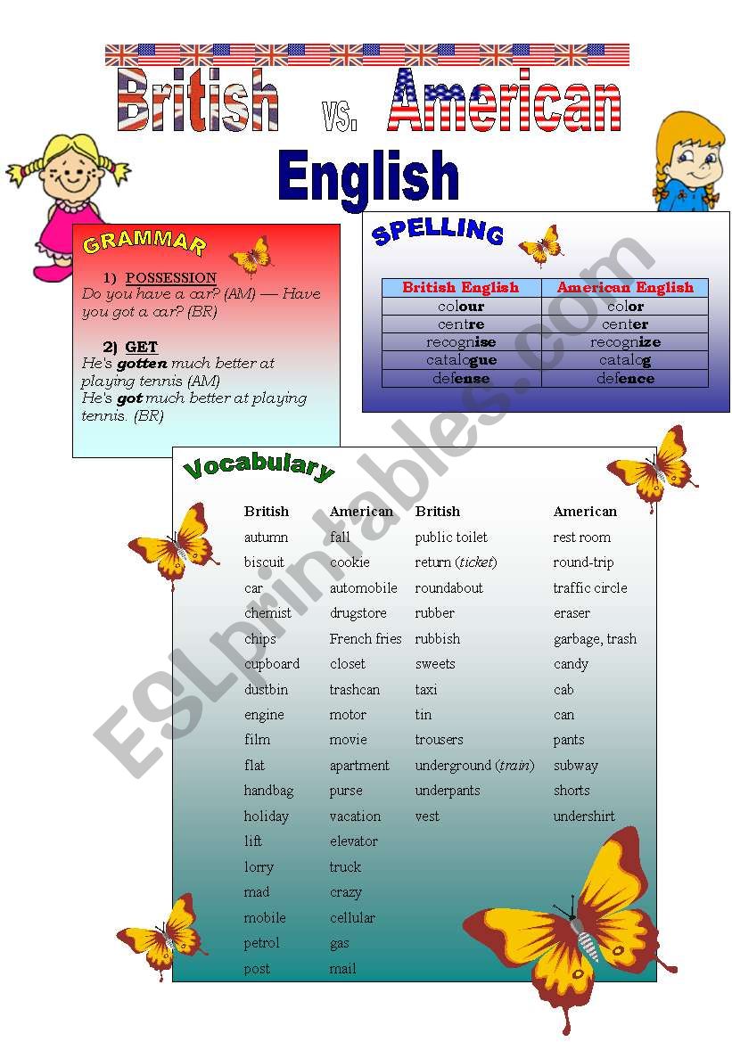 British English American English