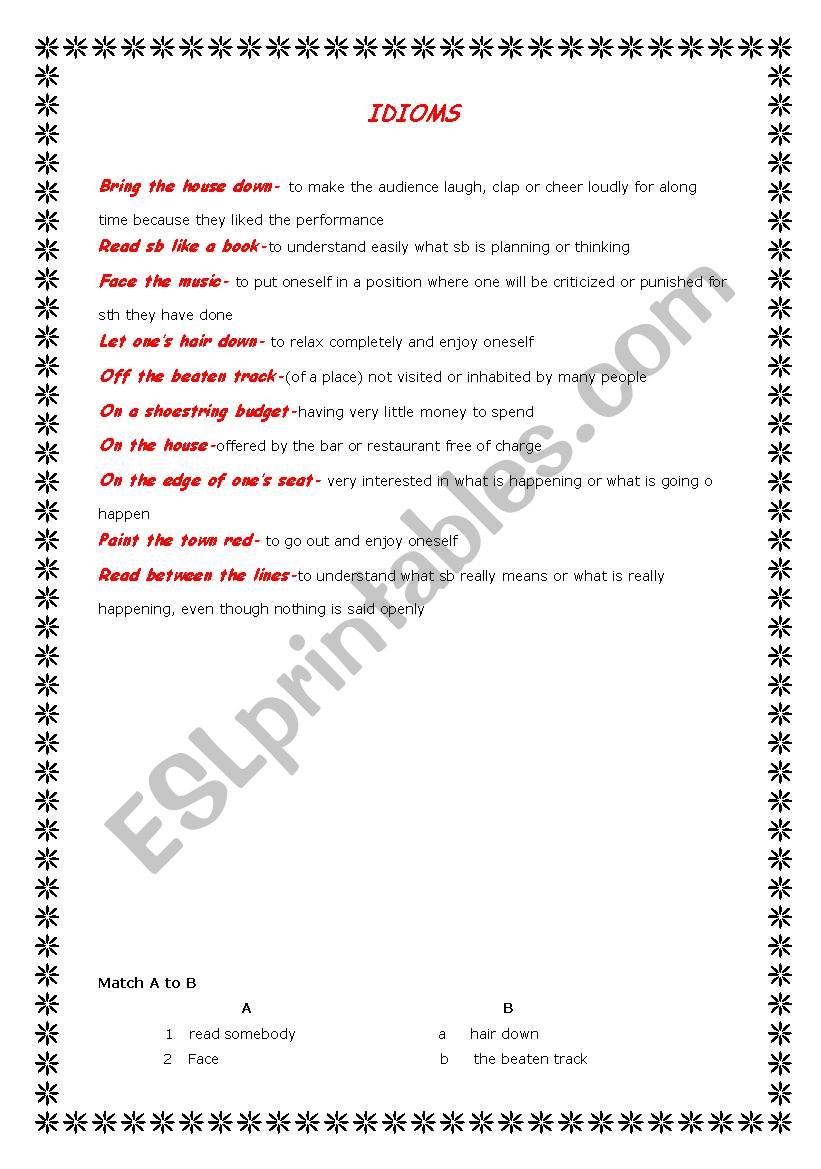 Idioms worksheet