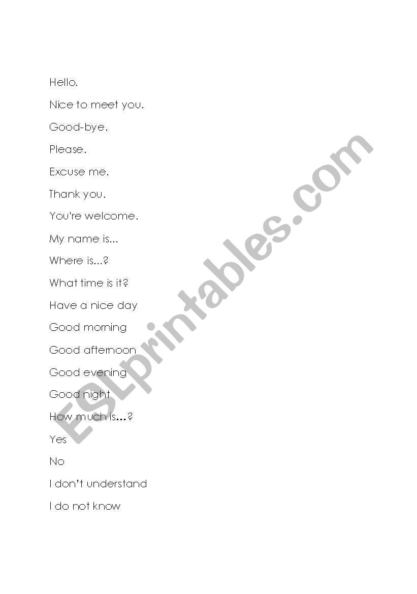 Key Phrases in English worksheet