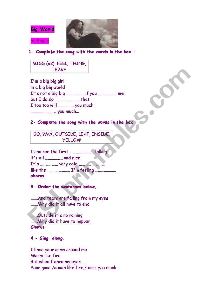 BIG BIG WORLD worksheet