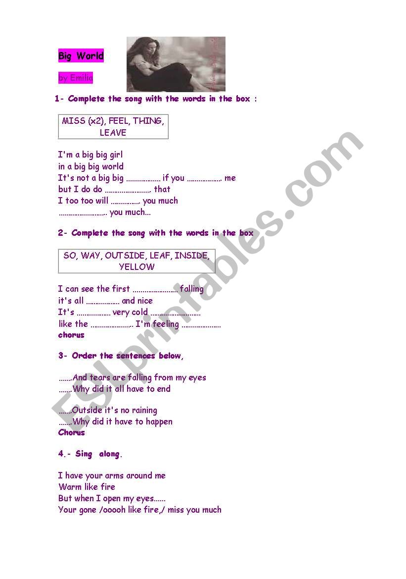 BIG BIG WORLD worksheet