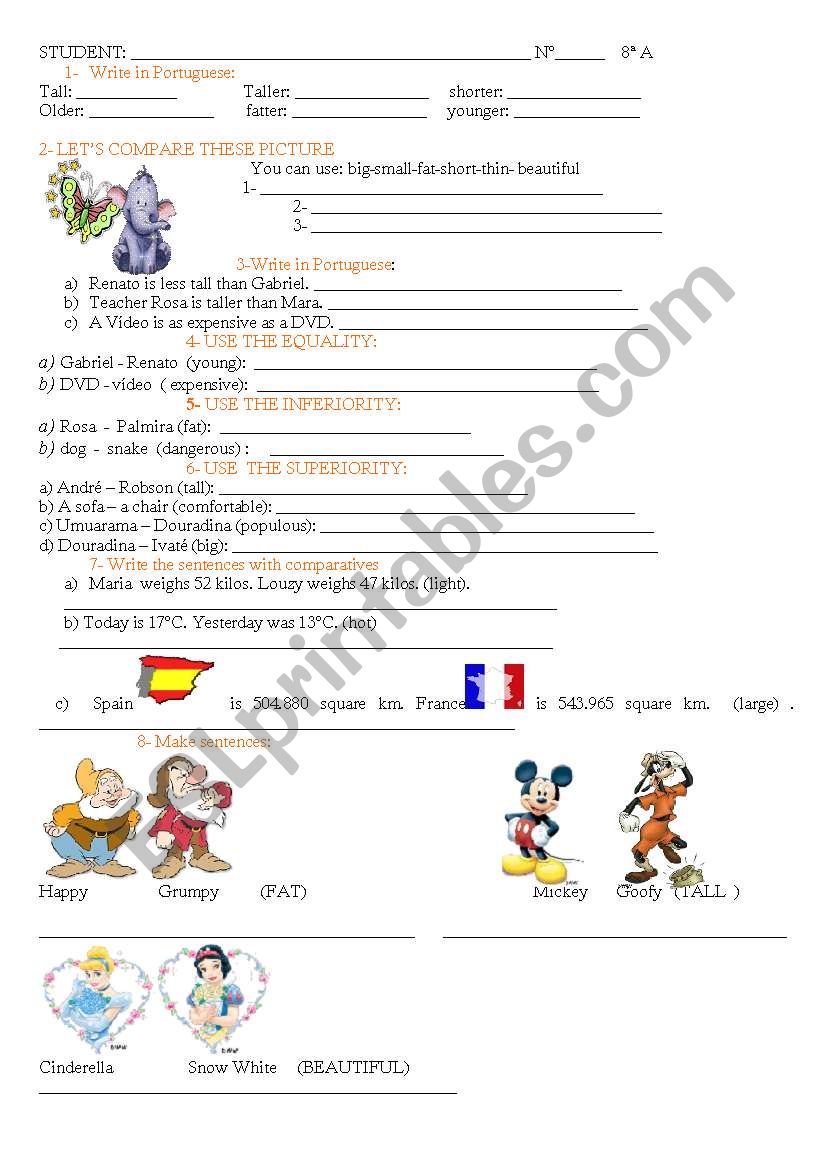 Comparatives worksheet