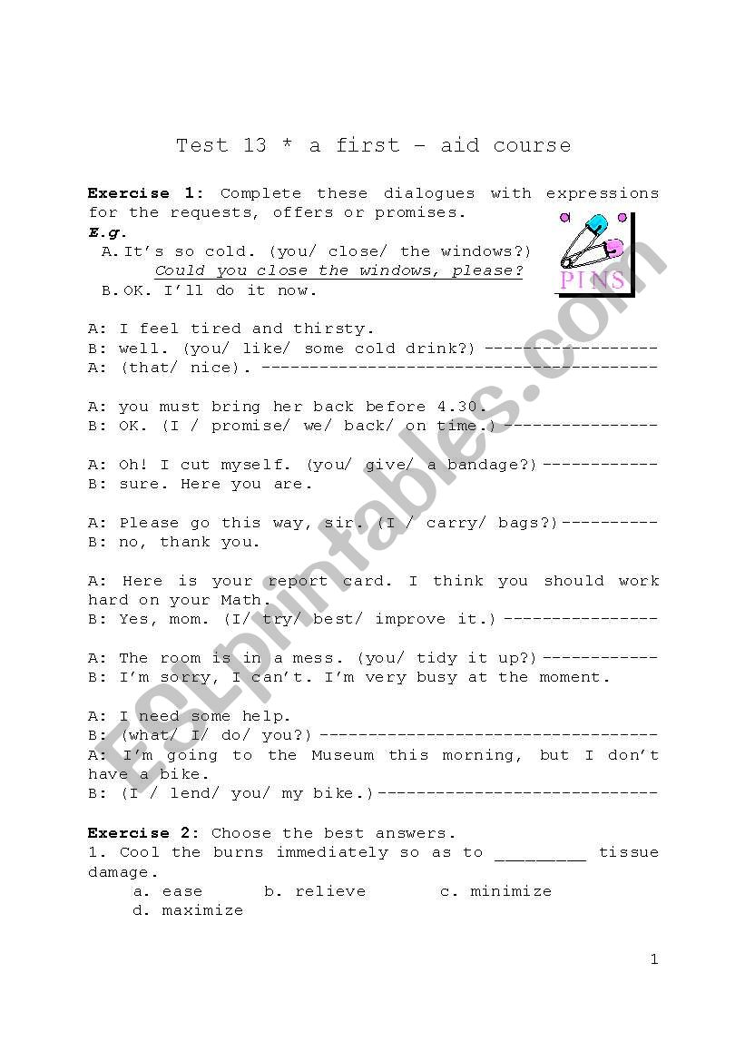 English Test 13 worksheet