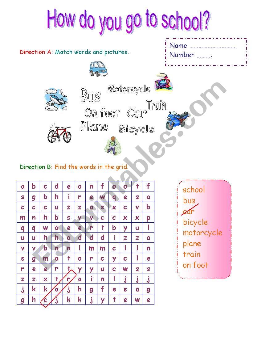 How fo you g to school? worksheet