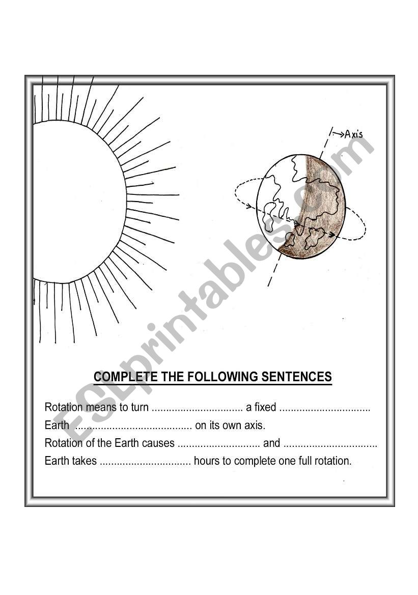 English Worksheets ROTATION OF EARTH