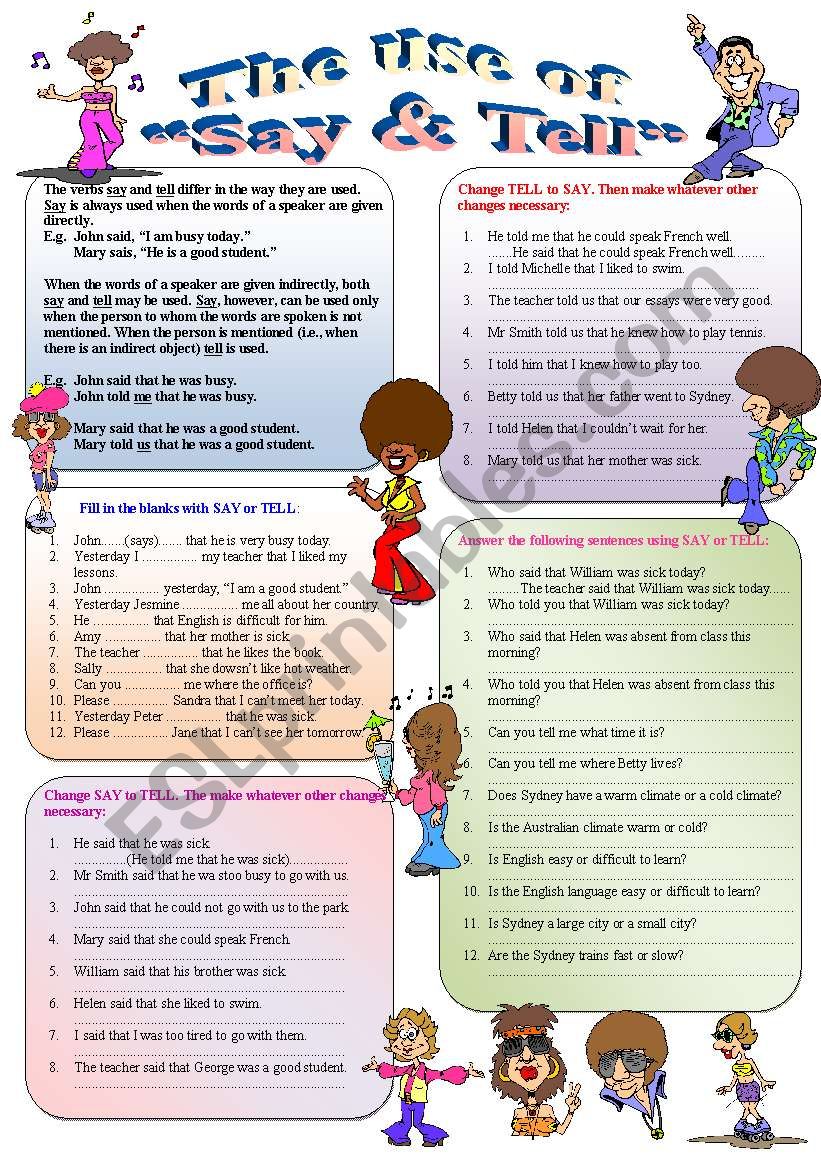  VERBS The Use Of SAY TELL The Verbs say Tell Differ In The Way They Are Used