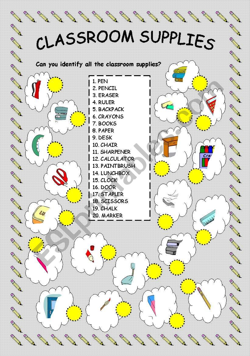 CLASSROOM SUPPLIES worksheet