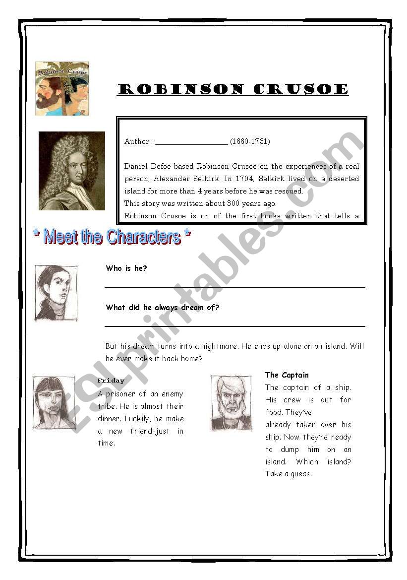 Robinson Crusoe  worksheet