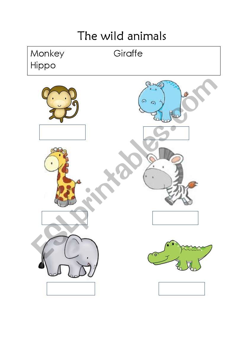 wild animals  worksheet