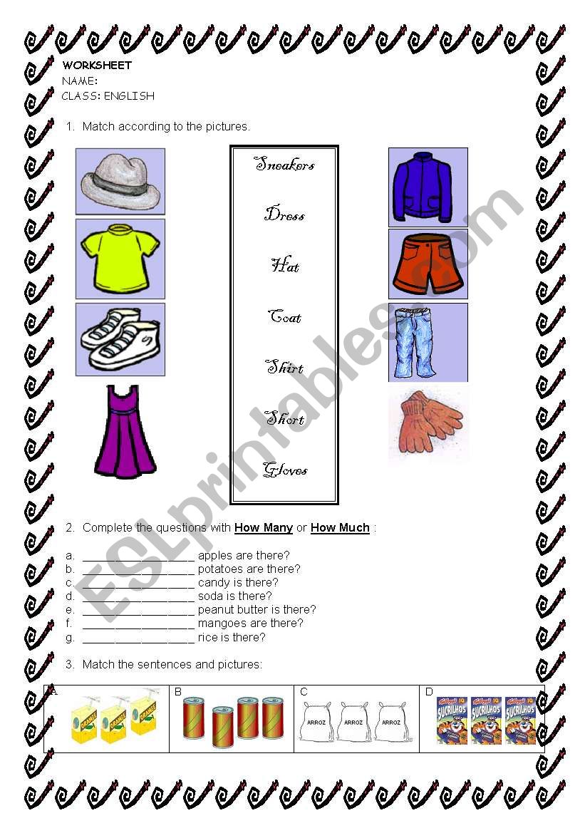 Clothes/Verbs worksheet