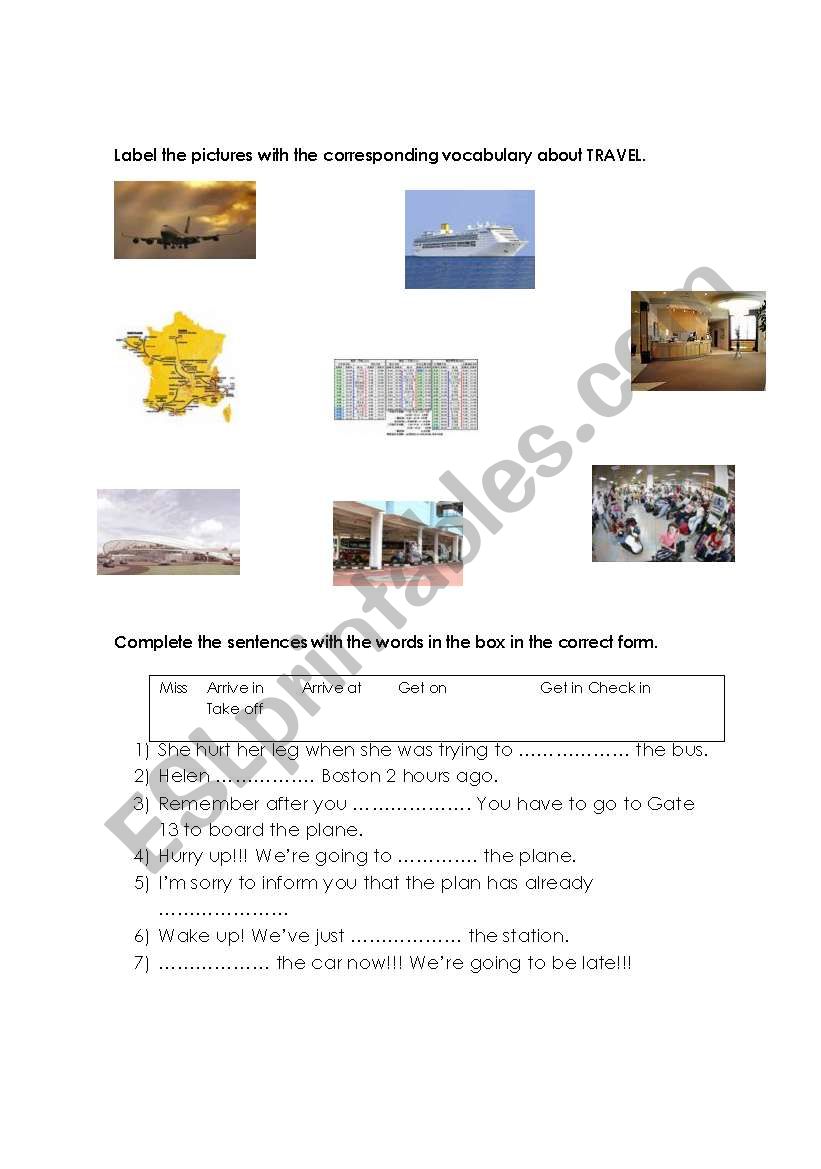 travel vocabulary activities