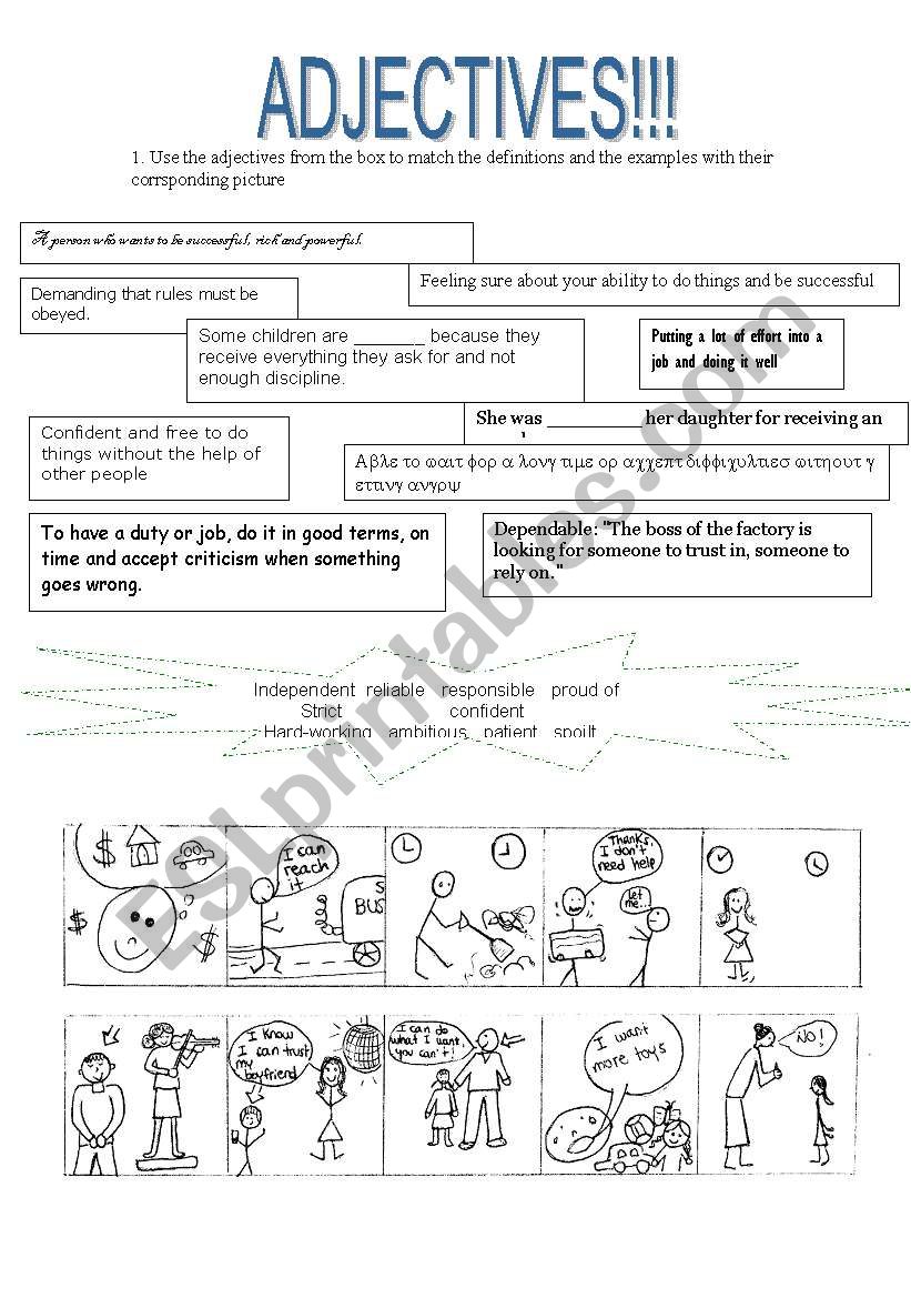 a matching activity for adjectives!!! (there are more activities with the same adjectives)