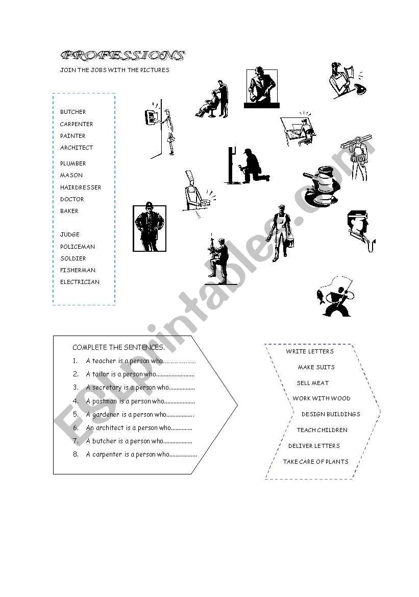 professions worksheet