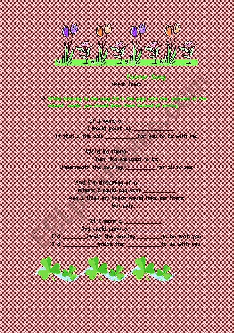 Painter Song (Norah Jones) worksheet