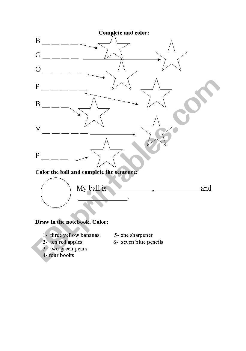 complete the words worksheet