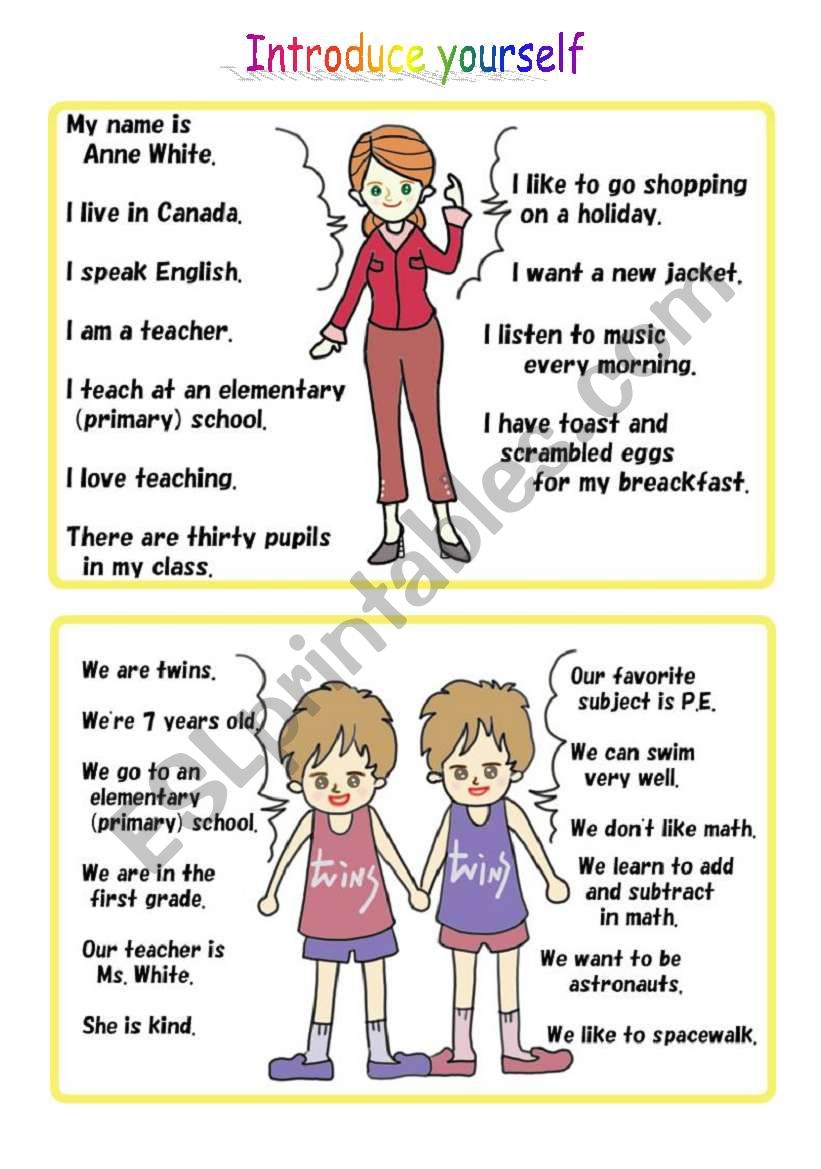 Introducing Yourself In English Worksheet Introduce Yourself English Pinterest Upcout