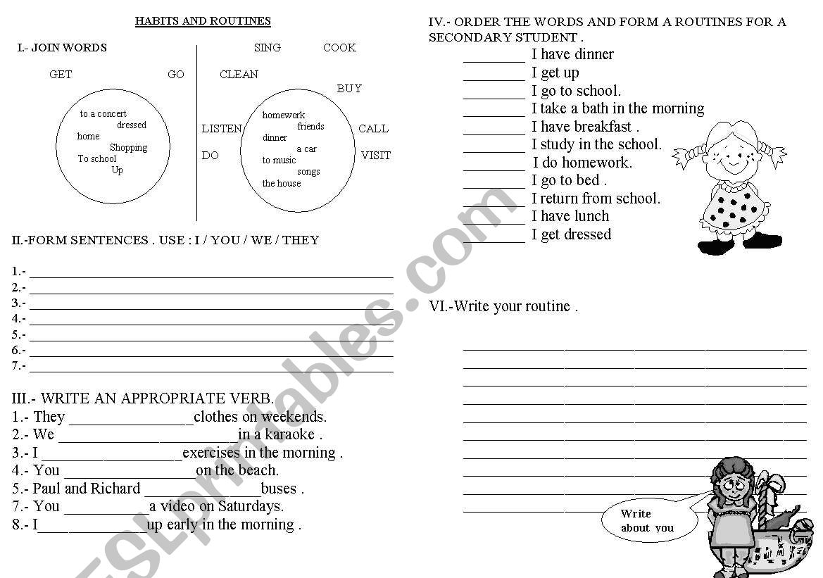 PRESENT   SIMPLE  -  ROUTINES 