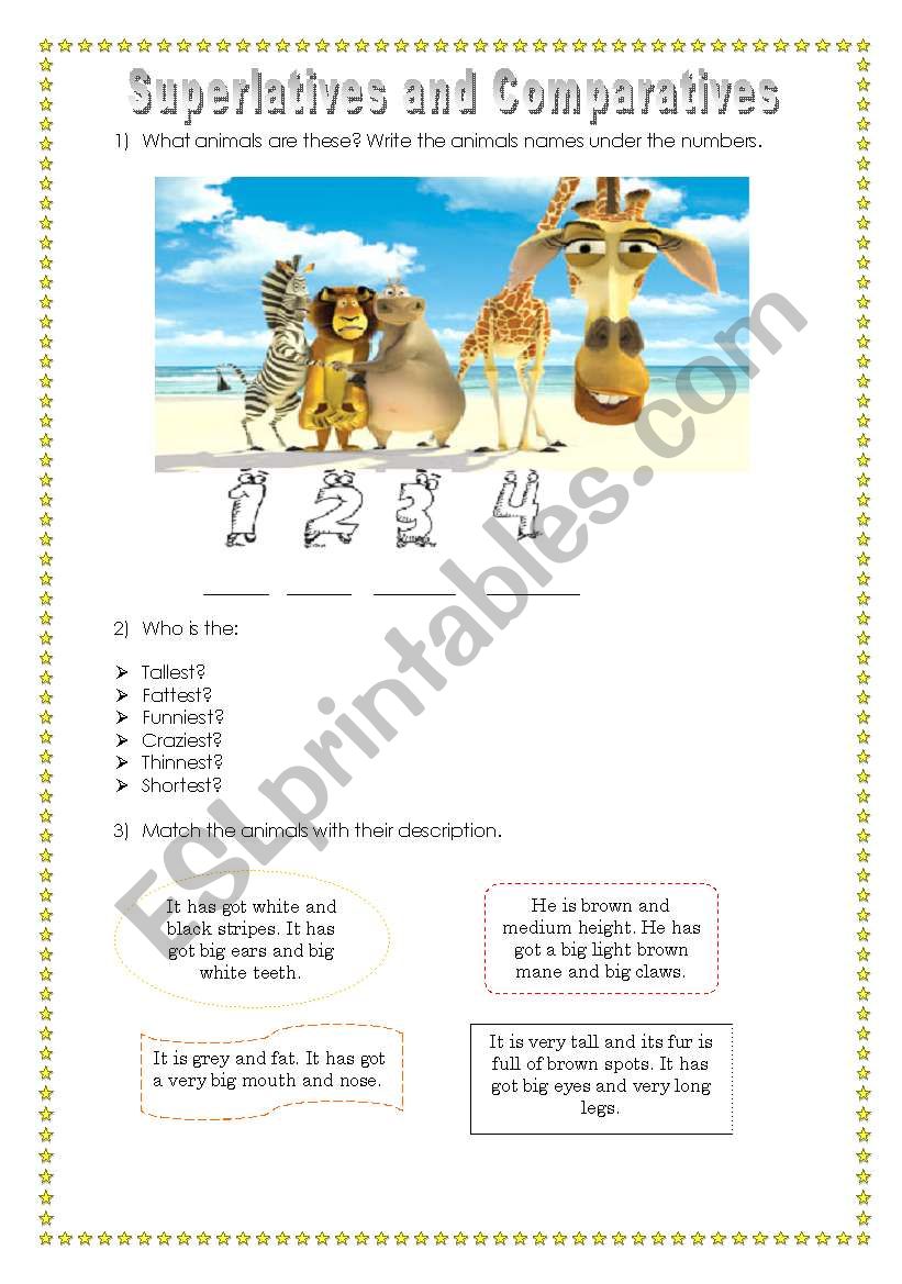 Superlatives and Comparatives worksheet