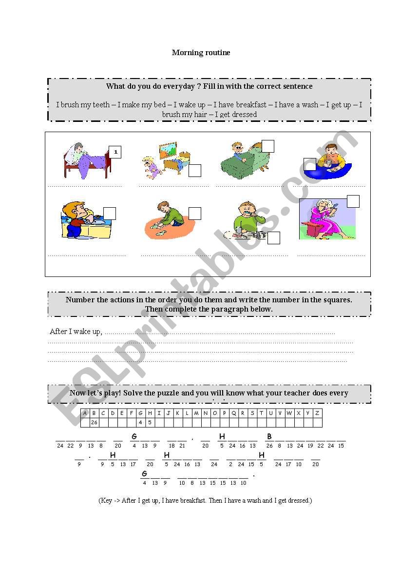 Morning routine worksheet