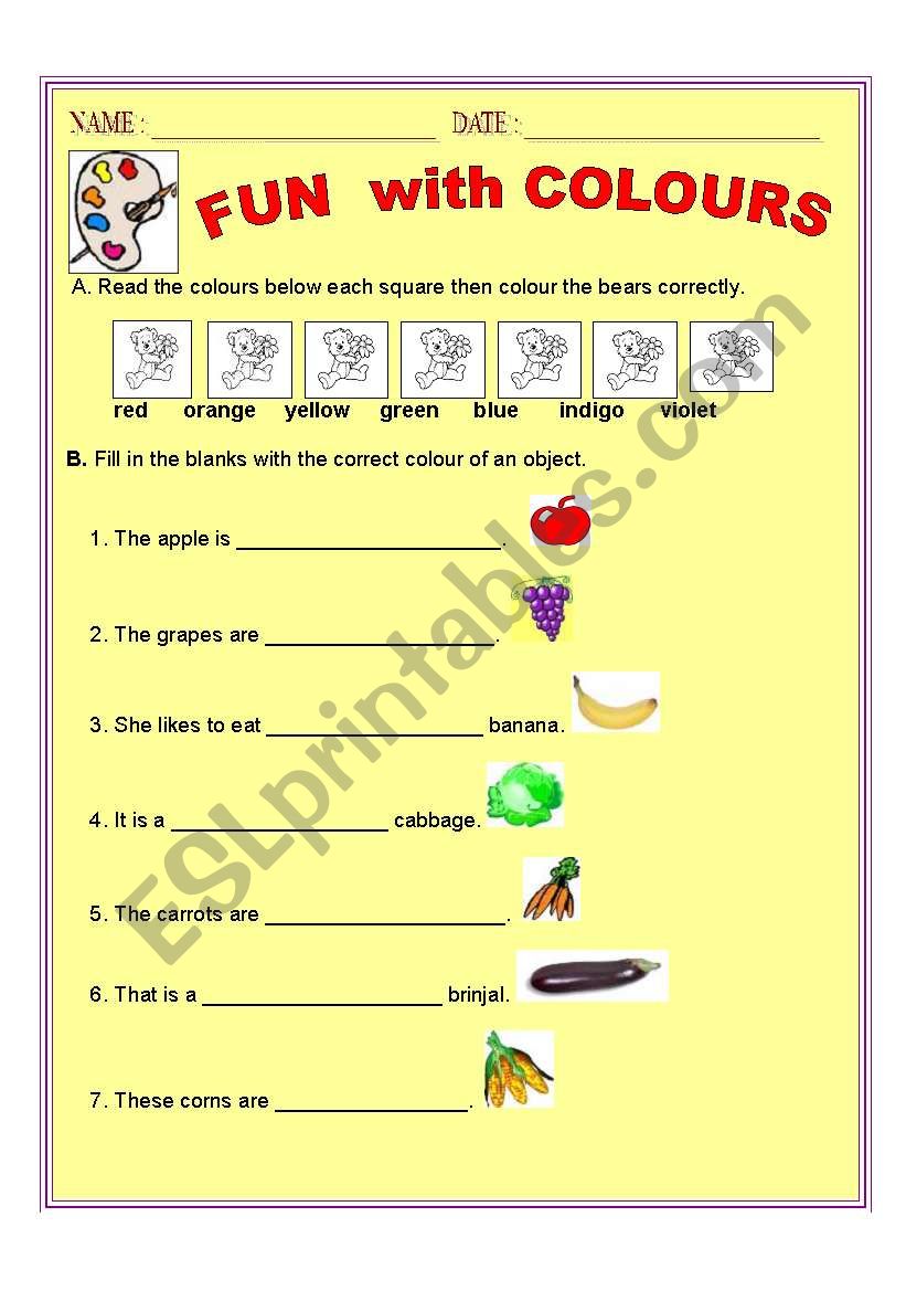 fun with colours worksheet