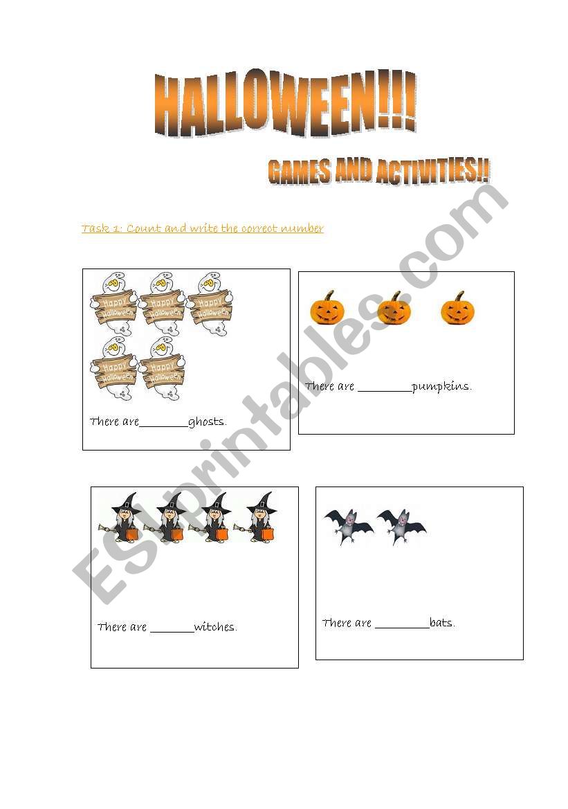 HALLOWEEN GAMES (2 PART) worksheet