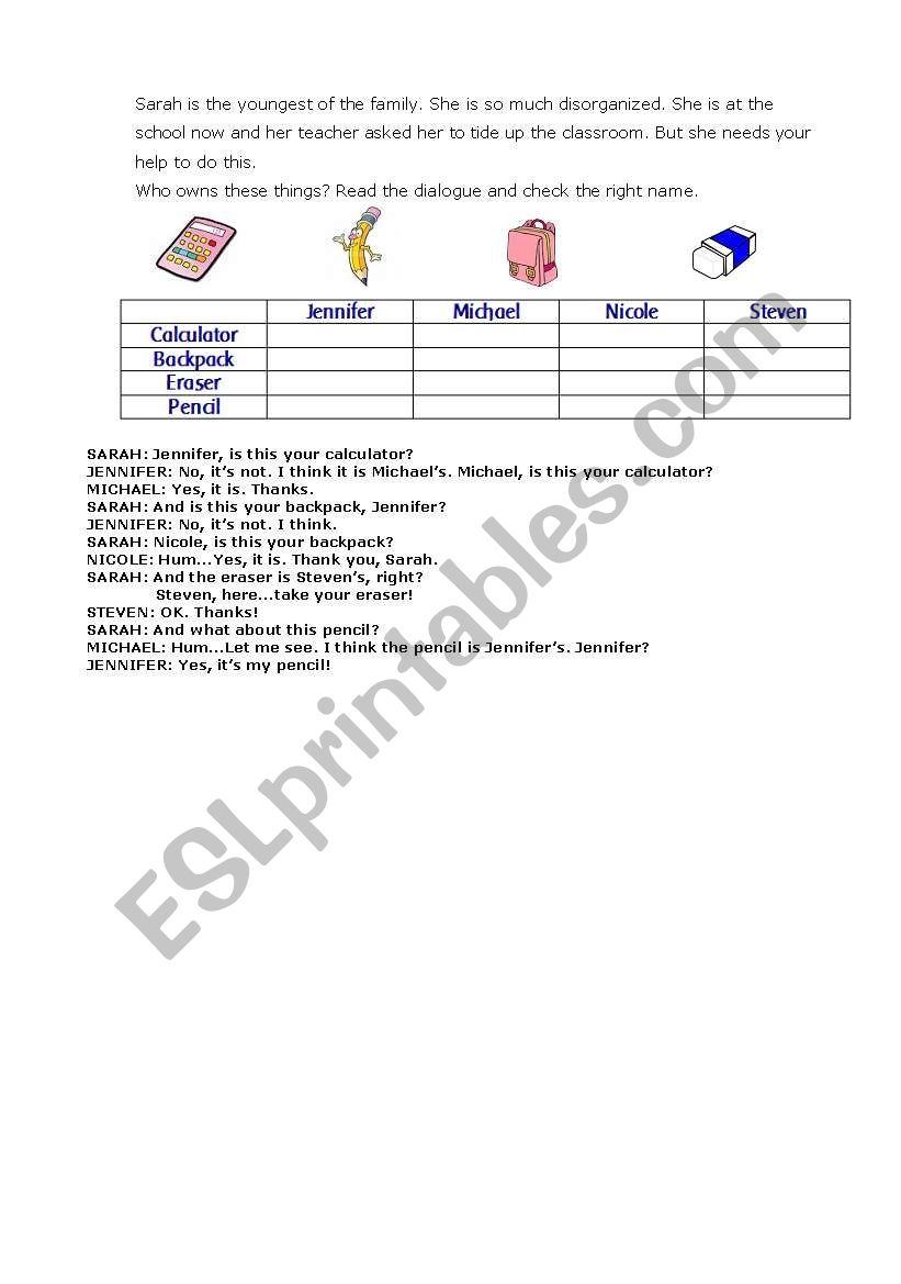 Possessive Adjectives worksheet