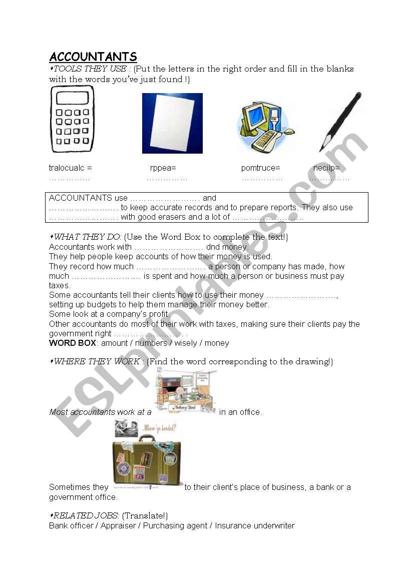WHAT DO ACCOUNTANTS DO? worksheet