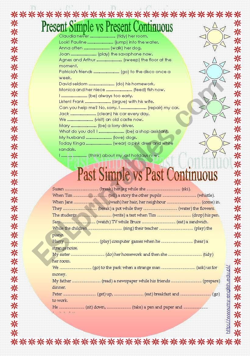 Present Simple vs Continuous; Past Simple vs Continuous