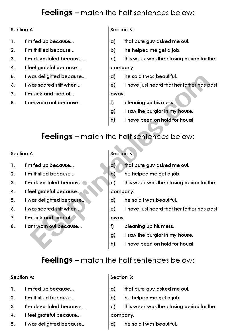 Feelings adjectives and idioms 